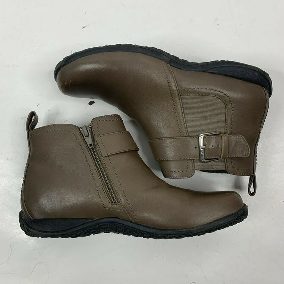 Vionic Adrie Orthaheel Orthotic Leather Ankle Boots Taupe Side Zip Women’s Sz 7 - Picture 4 of 11